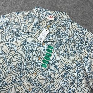 Barefoot In Paradise Shirt Mens Large Blue Wave Hawaiian‎ Aloha Button Up NEW